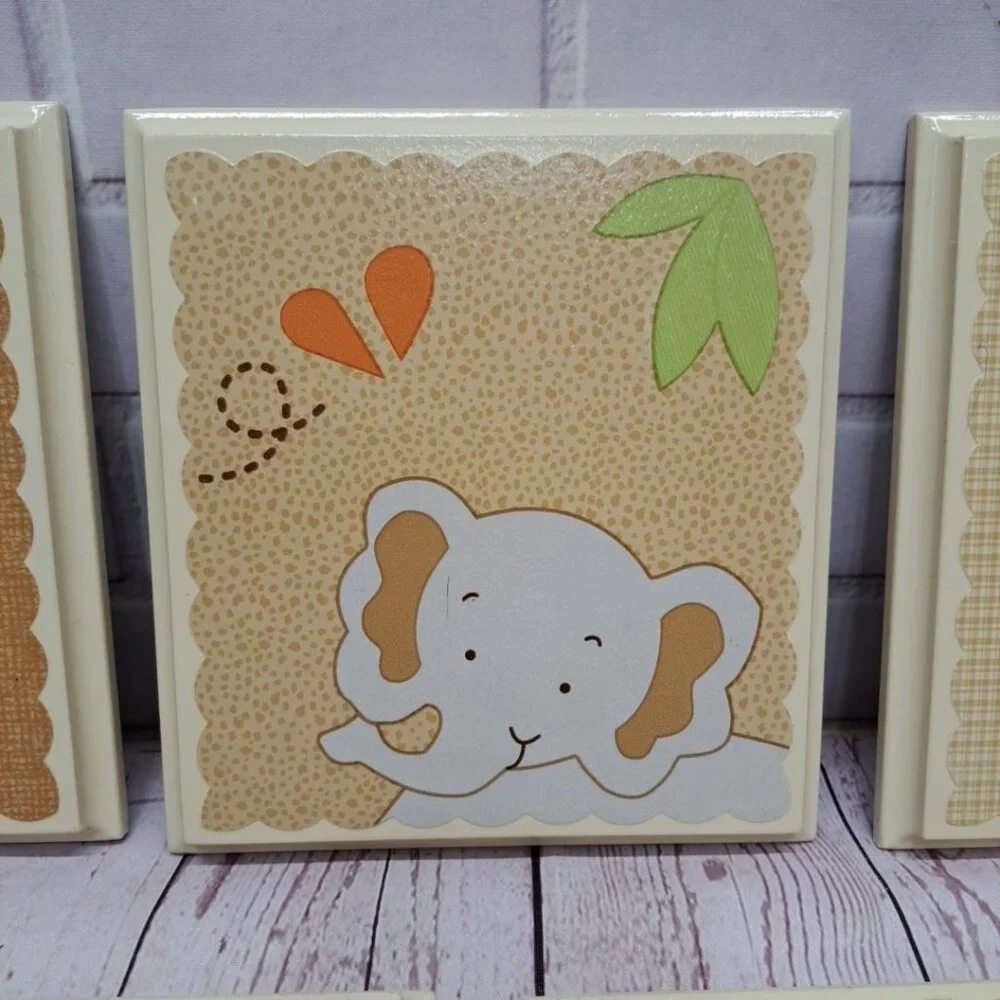 Safari Nursery Wall ArtWooden‎ Lot Of 5 Pictures 6x6 in